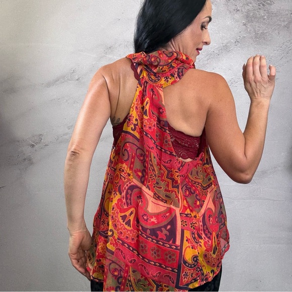 Free People Red and Yellow Halter Neck Tank Top - Picture 2 of 5